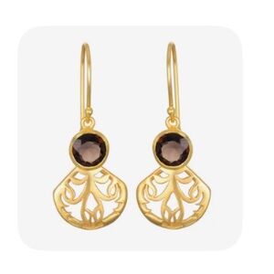 Brand new SATYA Smoky Quartz 18k Gold over Brass Earrings